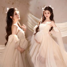 블랙 만삭 촬영 베이지 반목 화보 셀프 사진 임부복, 46번 드레스