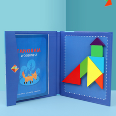 원목 칠교 놀이 탱그램 자석 칠교 교구 교재 퍼즐 모양만들기 종류다양, 1개, 1인용, 옵션1번파랑