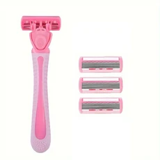 쿠쿠스토어 면도기 손잡이 스테인리스 스틸 구식 남성 7중날 헤드 수동 금속 칼꽂이, 05 1handle 3blades