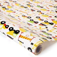 Wishinside 아동용 포장지 롤 43.2 x 91.4m(17 32.8피트) 미니 차량 테마 디자인 포장지 어린이 소년 건설 트럭 생일 남아 베이비 샤워 1롤, Wishinside 아동용 포장지 롤, 43.2 x 9