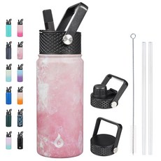 BJPKPK 6-in-1 풀 액세서리 스테인리스 워터보틀 1182ml 코랄, Blossom