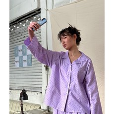 [오끼뜨] OGGITT (uni)도미토리 미니 도트 파자마 라벤더와인