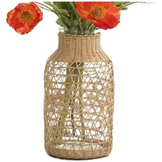 沐慕家居 編織玻璃花瓶 - 三角款 容量500L, 瓶口直徑7cm 瓶身直徑10.5cm 高20cm