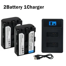 2200mAh 충전식 배터리 NP-FM50 FM55H + 소니용 LED 듀얼 DCR-PC101 시리즈 DSLR-A100 카메라, 06 2battery 1charger