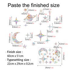 29 Stylels Cat Moon Window Clings - 새를 유리 충돌로부터 구하기 충돌 데 비접착성 재사가능무지개 스티커, [06] Star and Moon