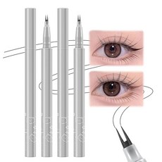 Jutqut 2피스 더블 팁 하단 속눈썹 펜슬 내추럴 하단 속눈썹 리퀴드 펜 방수 리퀴드 아이라이너 0.01mm 더블 팁 하단 속눈썹 펜 얼룩 방지 오래 착용 초미세, Jutqut 2피스 더블 팁 하단 속눈썹 펜슬, 내추럴