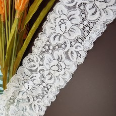 랏셀플라워 7.8cm x 90cm 랏셀 스판 레이스, 화이트, 1개