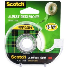 3M 스카치 매직테이프 122A(18mmX16M) 투명 접착 메모, 1개