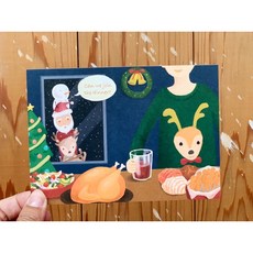 聖誕節明信片 - 他們在窗外等系列聖誕大餐設計，傳遞溫馨祝福與節慶喜悅, 1個