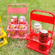 이지컨사인 다마바 4구 접이식 음료 캐리어 6color 피크닉 소풍 한강 캠핑 물놀이 산책 테이크아웃, 핑크, 핑크