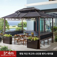 ROI라이프 야외정자 야외정자추천 야외평상, 3x4m +의자 3개+테이블