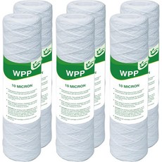 VEGEBE 10 마이크론 스트링 와인드 온 하우스 워터 필터 10인치 x 2.5인치 우물용 범용 침전물 프리필터 FXWSC용 교체 카트리지 CW-F 1SS W5W, 20 Micron