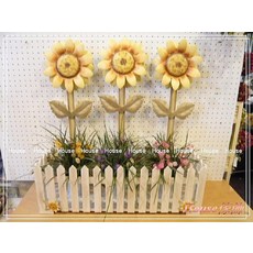 House傢飾 鄉村風鐵皮向日葵木製白色柵欄【限量款/新發售】