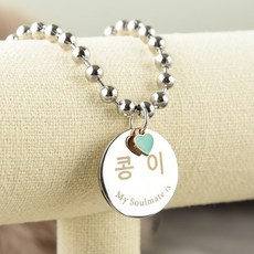 강아지 목걸이 인식표 써지컬 군번줄 원형 펜던트 대형견 소형견, 1개, 실버M