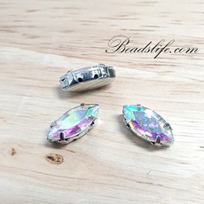 뽀트 모양 글라스 캡보석 백금도금, 크리스탈AB, 7-15mm(30개), 1개