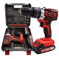 JSMiT 독일기술 24V 무선 전동 드릴 드라이버 고급형 충전 전기 드릴 고급형 베터리 배터리 공구 풀세트, 1개