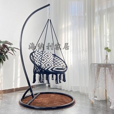 코지 1인용 삼밧줄 행잉체어 흔들 흔들의자 등산 스타일 테이블 4종 실내 핸드메이드, 블랙행거+블랙컬러버[방석카펫선물세트], 1개