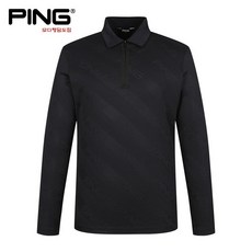 핑 PING 2024년 가을 남성 로고 카라 반집업 긴팔 티셔츠 111D3TO201_BK_HDD