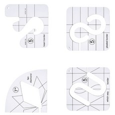 패치워크와 호환되는 4Pc 아크릴 퀼팅 자 템플릿 프리모션 퀼팅 스텐실, Style B