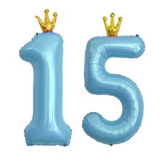 이벤트홀릭 초대형 왕관 숫자은박풍선, 블루 15