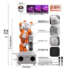 픽노바 대형 폭력곰 거실 소파 옆 장식 인테리어 피규어 집들이 선물, 오렌지 블루투스 K-노래