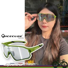 速度公園 臺灣 ICECUBE 運動太陽眼鏡 SFK-S 迷叢綠/白水銀 小頭圍.小臉 輕量 防霧 防潑水鏡片 風鏡