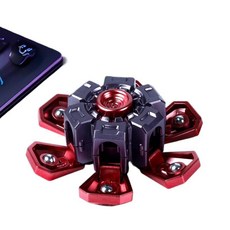 메카 회전 피젯토이 스트레스 완화, 폭발 갑옷 손가락 자이로스코프 [회색 빨간색]的OPP袋