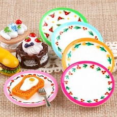 미니어처 플라워 테두리 라인 접시 장식 데코 5개입, 핑크 테두리  A-00-545, 5개