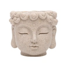 MUBONA 부처님 머리 화분 다육 식물 조각 사무실 책상 장식 용기, 1개