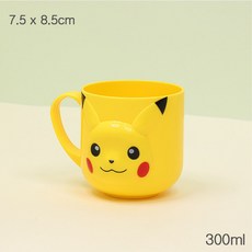 韓國正版 POKEMON 皮卡丘精靈寶可夢不鏽鋼學習筷餐盤組，兒童餐具，左右手適用，可換造型, 1個, 皮卡丘立體單耳杯 280ml, 黃色