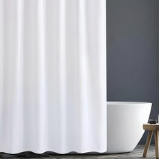 圖案印花防水浴簾, 1組, 白色