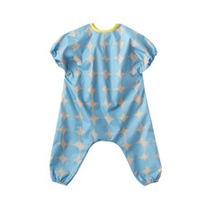 Soabe 兒童圓點繪畫全身玩沙短袖美術畫畫衣, 藍色