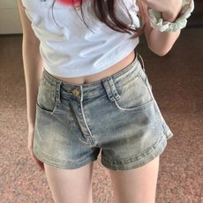 Yellwel 복고 스타일 데님 반바지 여성용 여름 하이웨스트 슬림핏 DJP
