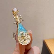 鬱金香絲帶綁發蝴蝶結髮夾邊夾側邊頭飾花朵森系花夾子多巴胺頭飾A6373 藍色鬱金香髮夾默認顏色