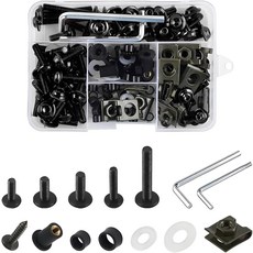 KHGUZ 177PCS 모터사이클 페어링 볼트 키트 M5 M6 윈드스크린 나사 세트 알루미늄 패스너 너트 클립 와셔 모음 모터 자전거용 범용 블랙, Silver, 1개