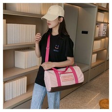 短途旅行包大容量斜挎健身包運動包旅行袋瑜伽包行李收納袋, 粉色, 1個