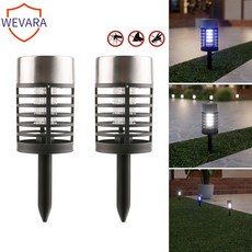 Wevara 실외용 태양열 블루라이트 포충기 무선 휴대용 땅 삽입형 설치, 1+1