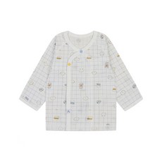 아가방 중계점 *BEST* 26년여름최신상 토토배내저고리 / 그리드 패턴과 귀여운 곰돌이 그림이 들어간 배내저고리. 얇고 가벼운 소재감으로 더운 여름에도 편안한 신생아 내의