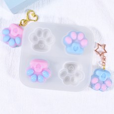 실리콘 키링 석고 고체 방향제 왁스 비누 캔들 타블렛 발바닥 모양 몰드, 하트발바닥 소, 모양_하트발바닥 소