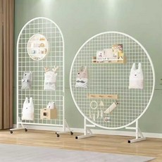 타공판보드 원형 반원 주얼리 양말 보드 철제 타공 스탠드, 직경 150cm 높이 1.7m의 둥근 모양 바퀴 세트