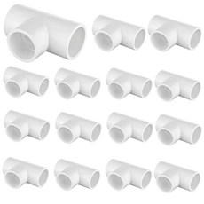 15팩 3방향 티 PVC 파이프 피팅 1.9cm(3/4인치) 화이트 텐트 PVC 커넥터 및 온실 파이프 피팅 SCH40 가구 등급 파이프 커넥터 1.9cm(3/4인치) 폴리, 15팩 3방향 티 PVC 파이프 피팅 1.9cm(3/4