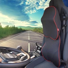 OG1 헤드레스트 차량용 목베개 트럭용 목쿠션 버스 트레일러 건설 차량 특수 차량 대형차 허리 지지대 메모리폼, 1개, 스타일 A 블랙 세트 (레드 트림)