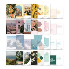 포포페이퍼 감성 인테리어 엽서 옐로우+그린+핑크+블루 4종세트, 옐로우/그린/핑크/블루 x 1세트
