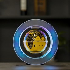 可開發票 磁懸浮地球儀髮光自轉辦公室桌麵擺件家居裝飾創意禮品生日禮物 磁懸浮地球儀 發光夜燈 自轉 黑科技創意禮物, 6寸O形金色中文(球體發光)