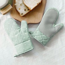 무핀 오븐 주방장갑 2p 실리콘장갑 패브릭 냄비장갑 주방용장갑 (그린), 1개, 상세페이지 참조