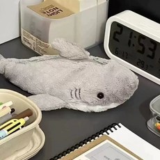 동물필통 봉제 인형 파우치 강아지 토끼 수달 인형 애니멀 볼펜, 1개, 상어