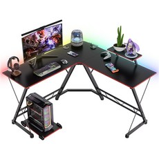 L자형 컴퓨터 책상 코너형 게이밍 책상 컴퓨터 테이블 학생 책상 서재 책상 사무용 책상, 탄소섬유블랙 PRO