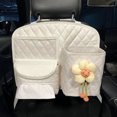유니크한 차량 뒷자석 수납 시트백 차량용 뒷자리 수납함, 라이트 옐로우 선플라워 베이지 화이트, 1개