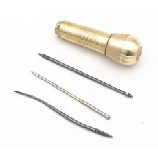 가죽 꿰매기 바느질 키트 - 황동 핸들 포함 - 산업용 수선 도구 세트 - 바늘 4종 포함, 1개