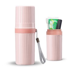 LIKAJON 칫솔 여행용 케이스 칫솔 및 치약용 블루 여행용 칫솔 컵 홀더 여행 캠핑 비즈니스 스쿨용 휴대용 여행용 칫솔 용기, 핑크